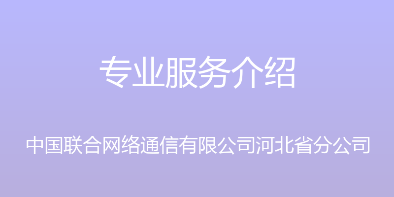 专业服务介绍 - 中国联合网络通信有限公司河北省分公司