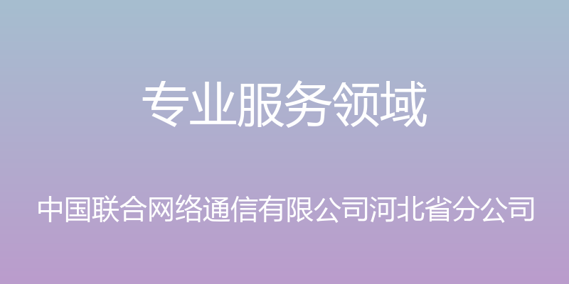 专业服务领域 - 中国联合网络通信有限公司河北省分公司