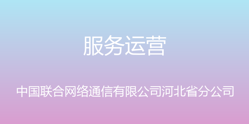 服务运营 - 中国联合网络通信有限公司河北省分公司